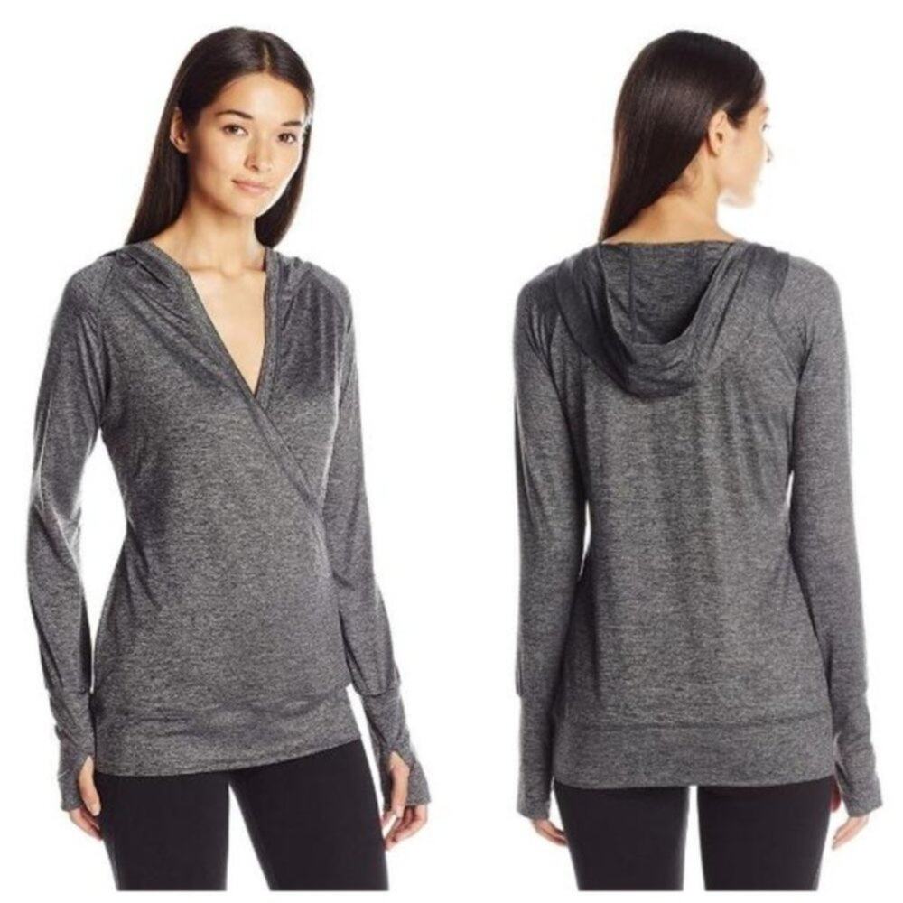 MSP by Miraclesuit Hooded Active Running Top Womens M Crossover Long Sleeve Yoga